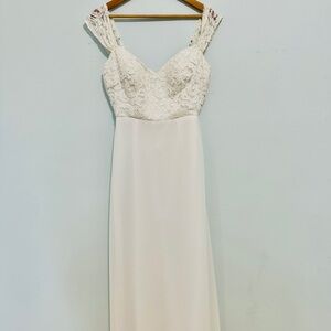 Lace-Top Ivory Bridal Maxi Dress with Delicate Straps